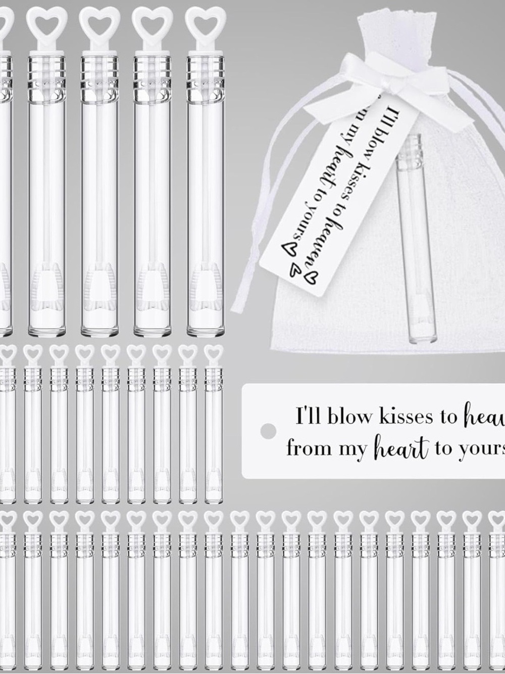 Favor Bubble Tubes with Heart Wands - White